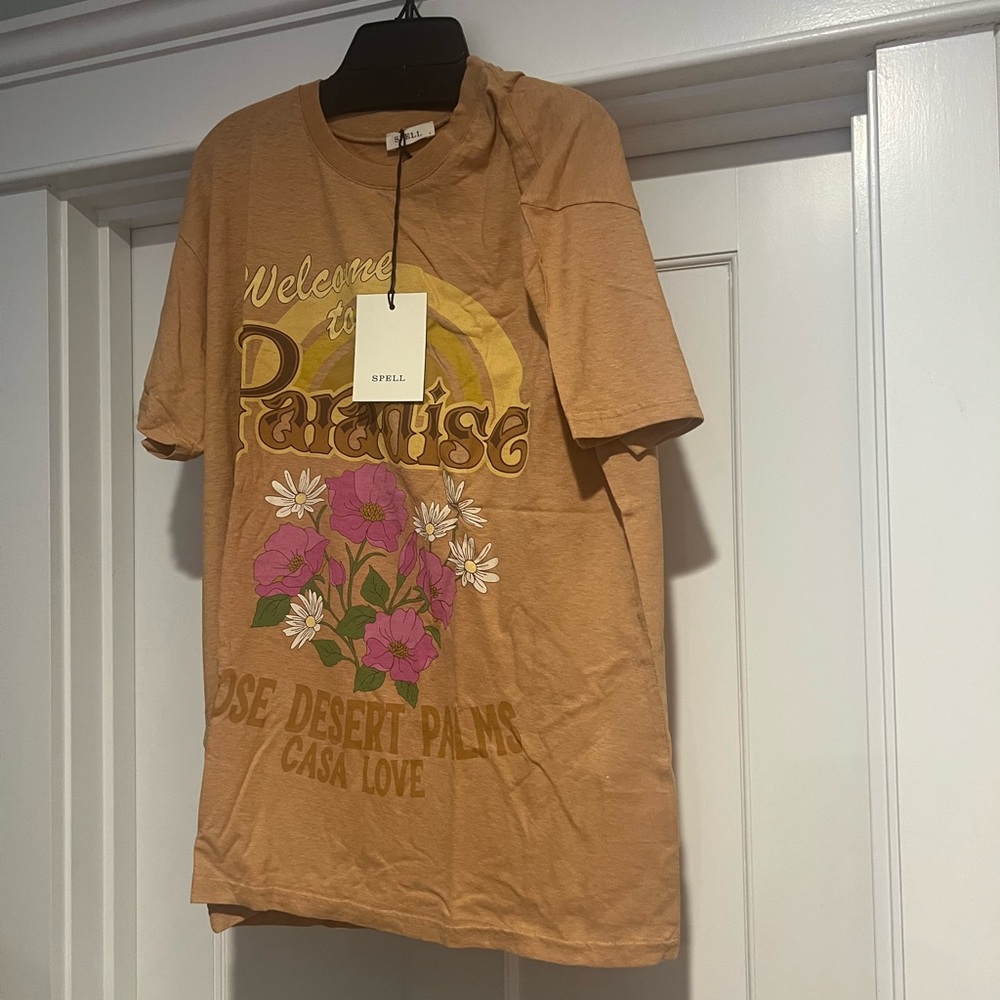 Spell Paradise Floral Tee in Tan - L - NWT - Picture 5 of 12